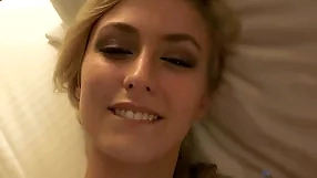 A video of a thin blonde blonde,closeup