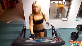 Fitness lover enjoys erotic blonde,enjoy