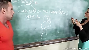 Romi Rain's steamy classroom brunette,cumshot